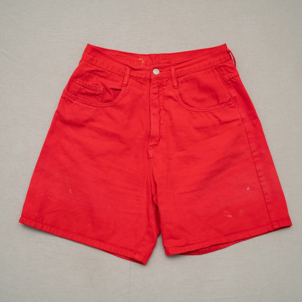 Vintage 80s Red Denim High Waisted Nada Nuff Shorts Adult Medium Jorts‎ Jean USA